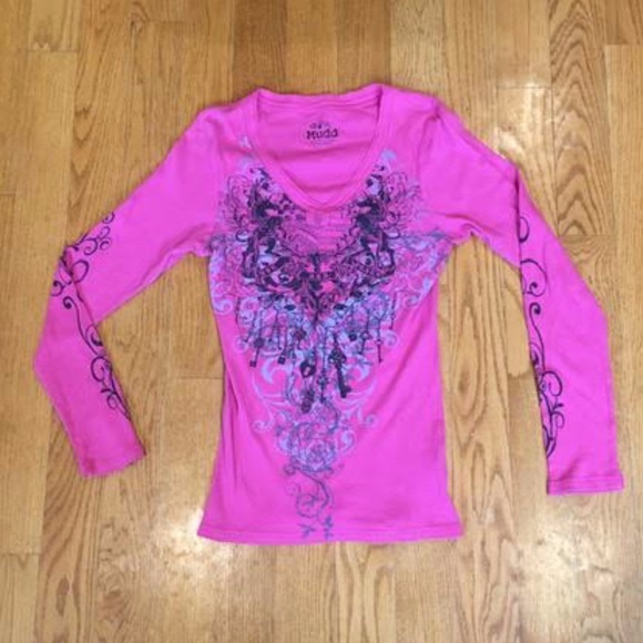 Mudd Tops - y2k Mudd Vintage Hot Pink Long Sleeve Shirt